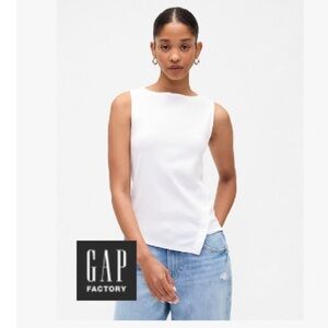 GAP Factory White Side-Button Tank Top